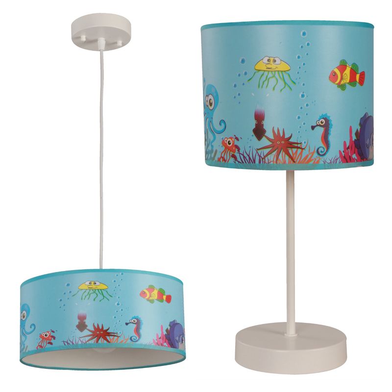 DESIGNER - COMBO LAMAPARA COLGANTE Y DE MESA DE 1 LUZ IKELITE INFANTIL