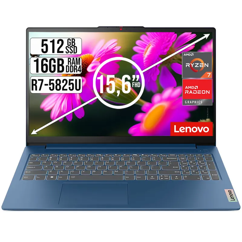 LENOVO - PORTATIL LENOVO SLIM 3 AMD RYZEN 7-5825U SSD 512GB RAM 16GB 15,6" FHD