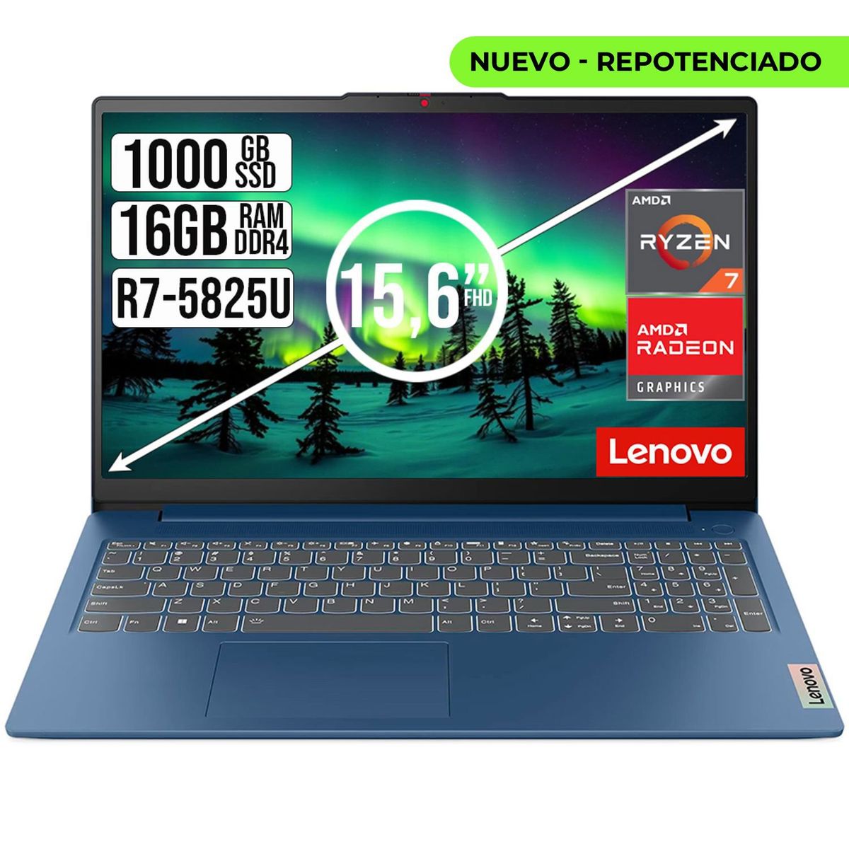 LENOVO - PORTATIL LENOVO SLIM 3 AMD RYZEN 7-5825U SSD 1TB RAM 16GB 15,6" FHD