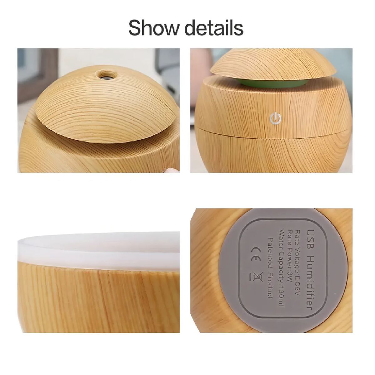 SKY - Humidificador Aire Difusor Diseño Madera Claro Redondo