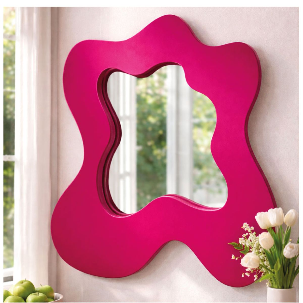 TIZZY DISEÑO - Espejo Decorativo de Pared Forma Orgánica Fucsia