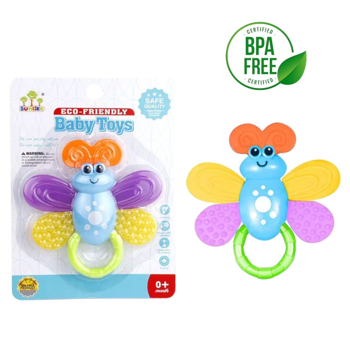 GENERICO - Mordedor Rascaencías Didáctico Para Bebé Mariposa