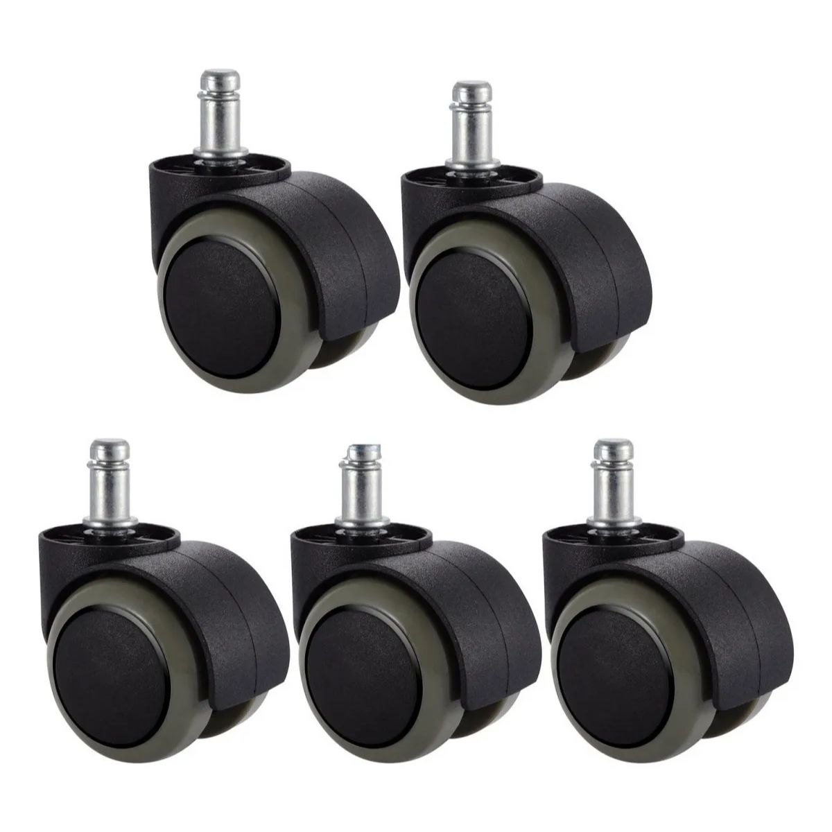 GENERICO - 5 Rodachinas Ruedas Para Silla Oficina Recubrimiento Goma Color Negro