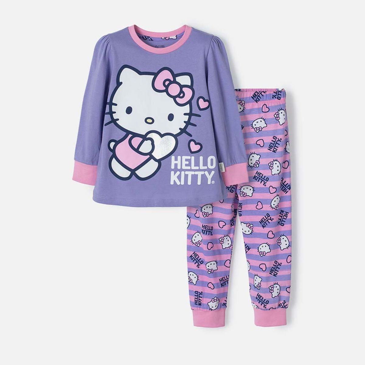 HELLO KITTY - Pijama Hello Kitty camiseta manga larga para niña