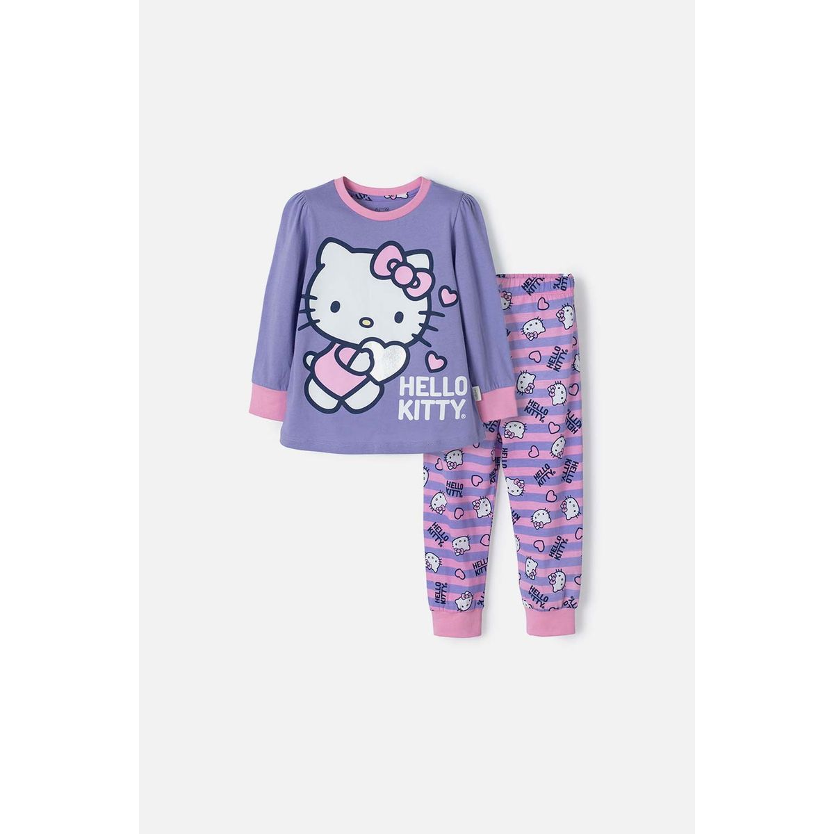 HELLO KITTY - Pijama Hello Kitty camiseta manga larga para niña