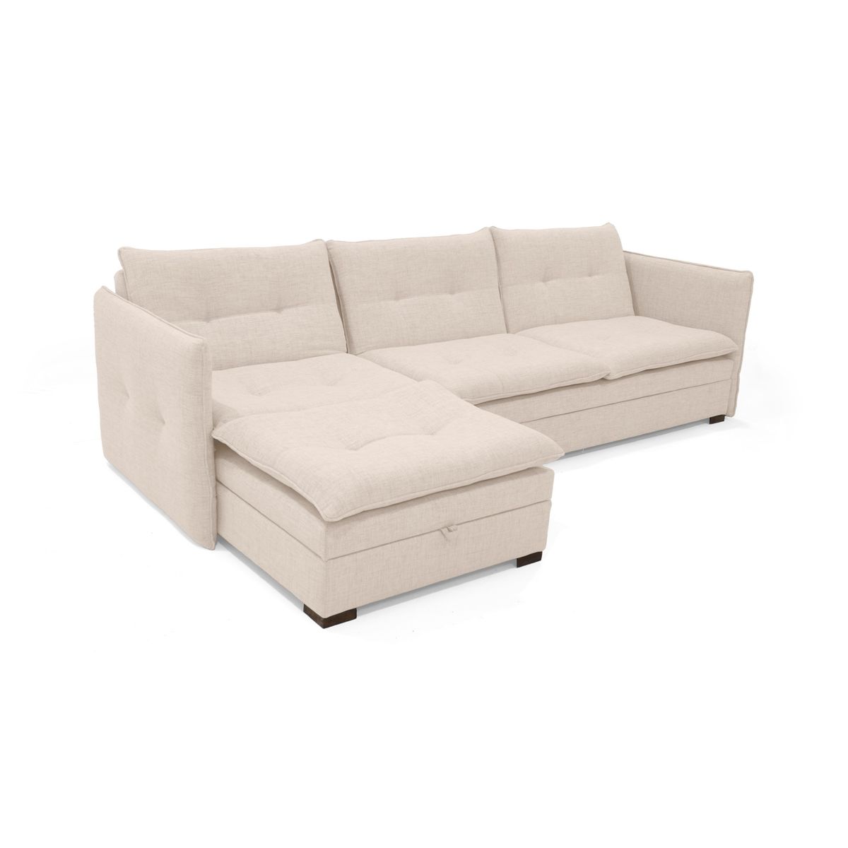 VENECIA - Sofa Cama en L Napoles 269x146x80 Con Baul Derecho Trigo