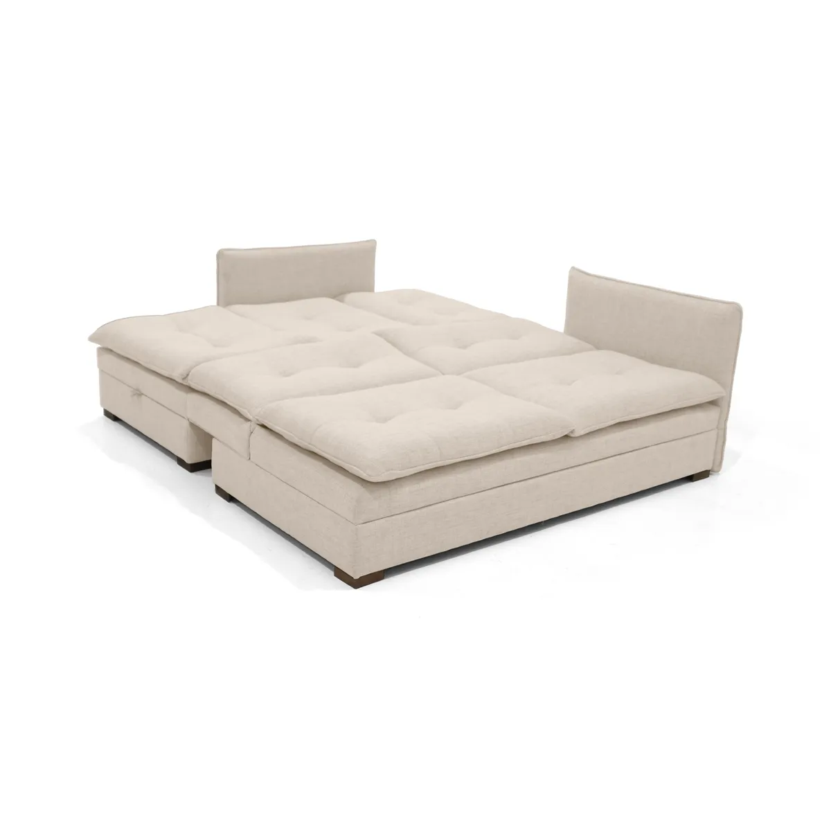 VENECIA - Sofa Cama en L Napoles 269x146x80 Con Baul Derecho Trigo