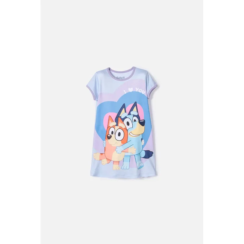 BLUEY - Pijama de Bluey azul tipo batola para niña 2T a 6T