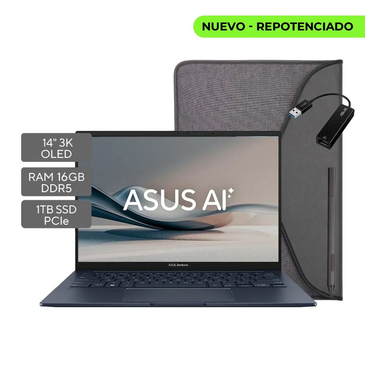 ASUS - Portatil ASUS Zenbook UX3405CA-PZ332W Intel Core Ultra 7 255H SSD 1 TB 16GB 14" OLED WQ Win 11 Home