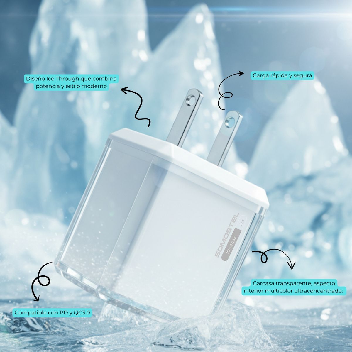 TECH - Cargador Celular Tipo-C A C-Cubo De Carga Cable Carga Rápida