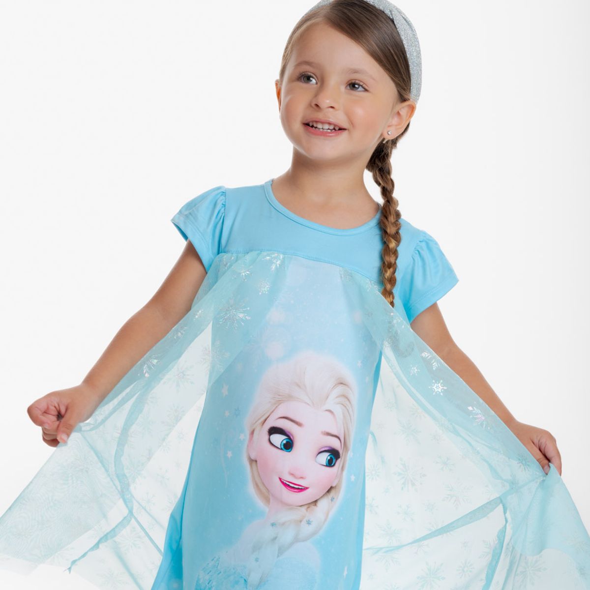 DISNEY - Pijama de Frozen tipo batola azul para niña 2T a 5T