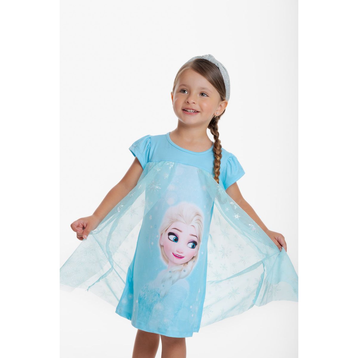 DISNEY - Pijama de Frozen tipo batola azul para niña 2T a 5T