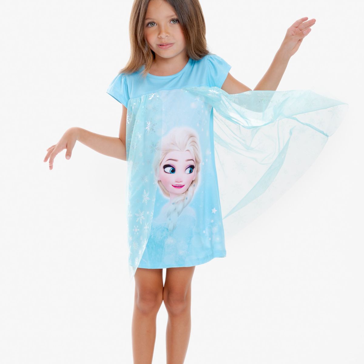 DISNEY - Pijama de Frozen tipo batola azul para niña 2T a 5T
