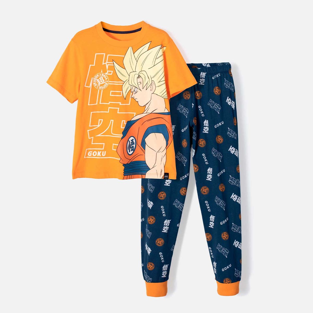 DRAGON BALL - Pijama de Dragon Ball de pantalón largo naranja y azul para niño