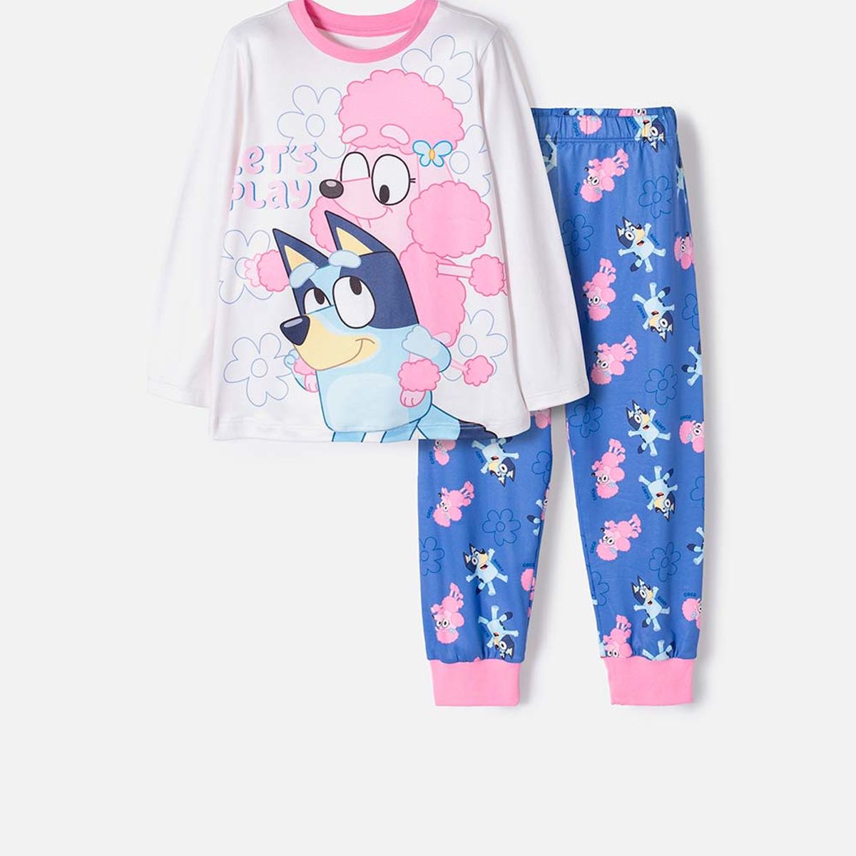 BLUEY - Pijama de Bluey multicolor manga larga para niña 2T a 6T