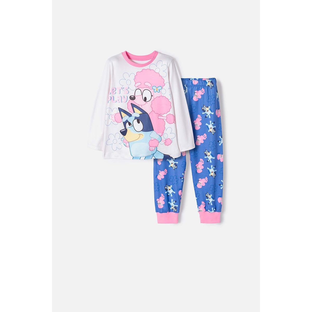 BLUEY - Pijama de Bluey multicolor manga larga para niña 2T a 6T