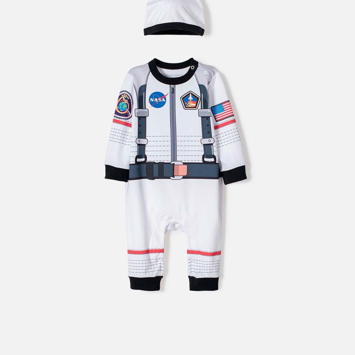 NASA - Pijama de la Nasa manga larga blanco para bebé niño