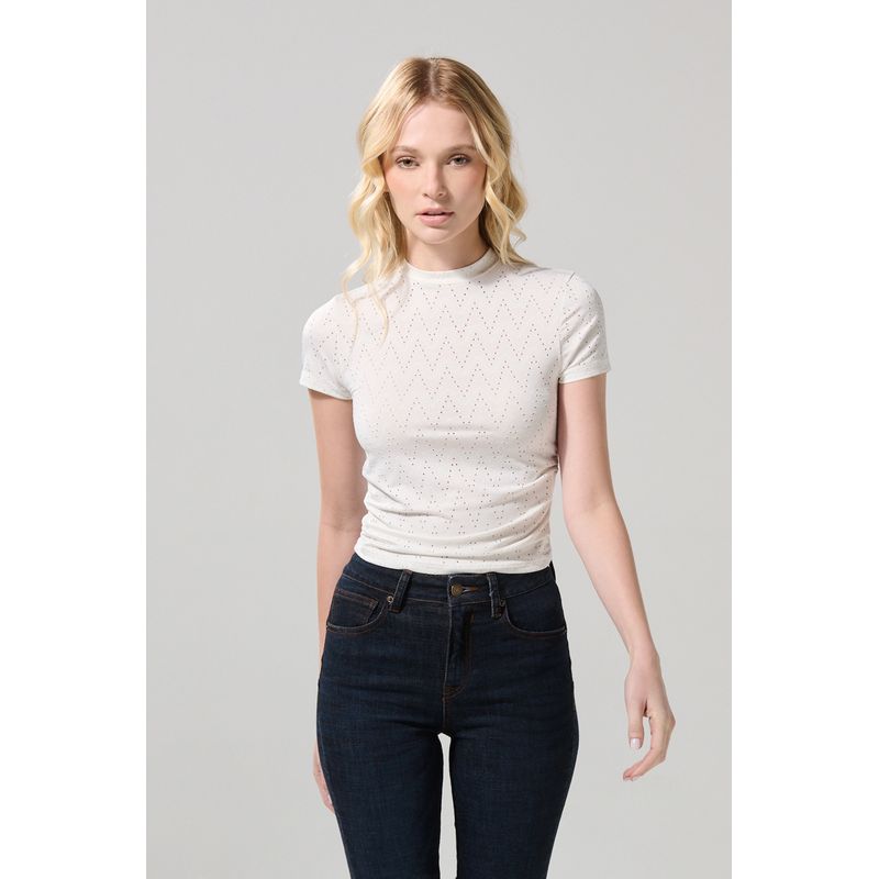 KOAJ - KOAJ Camiseta cuello alto en tela con textura Mujer