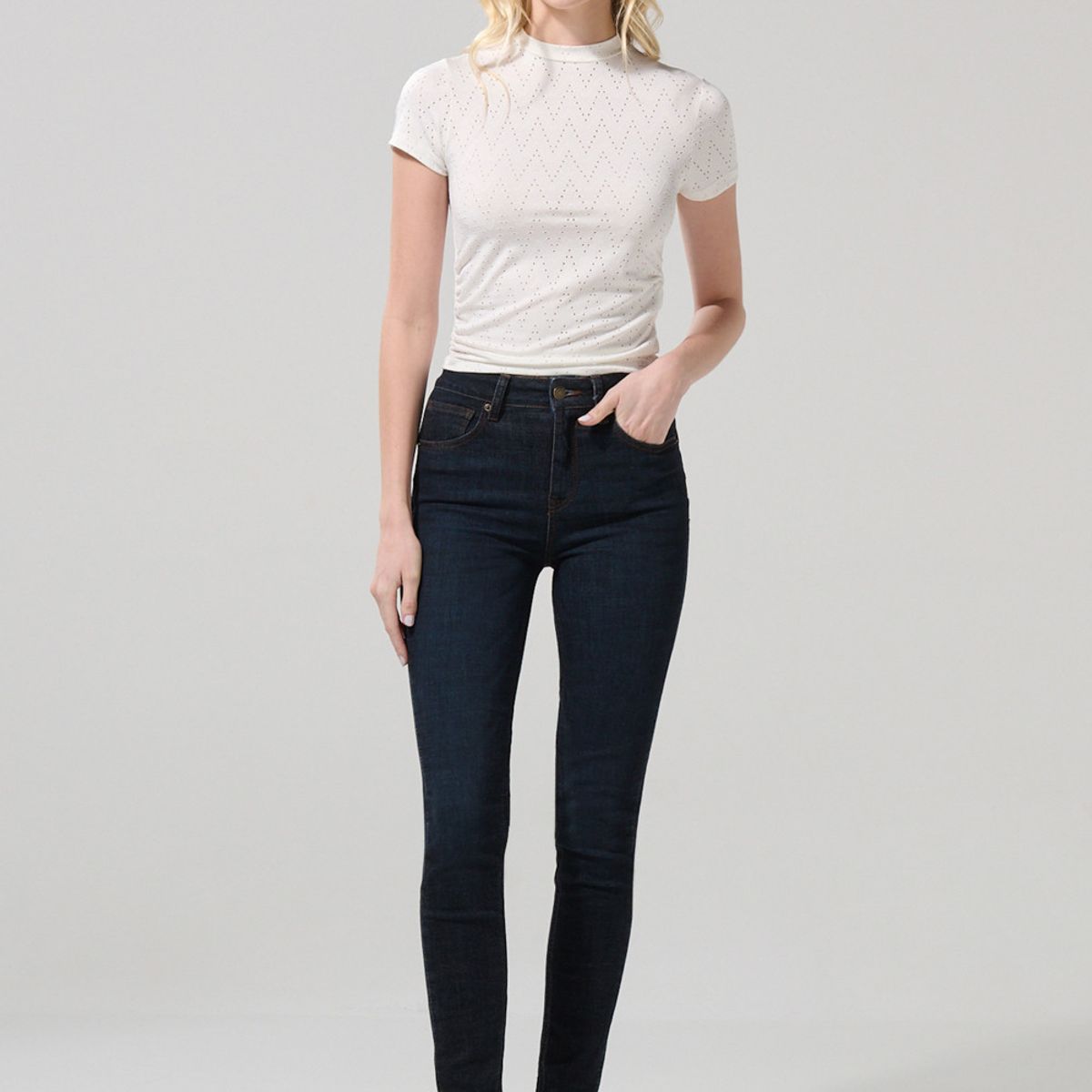 KOAJ - KOAJ Camiseta cuello alto en tela con textura Mujer