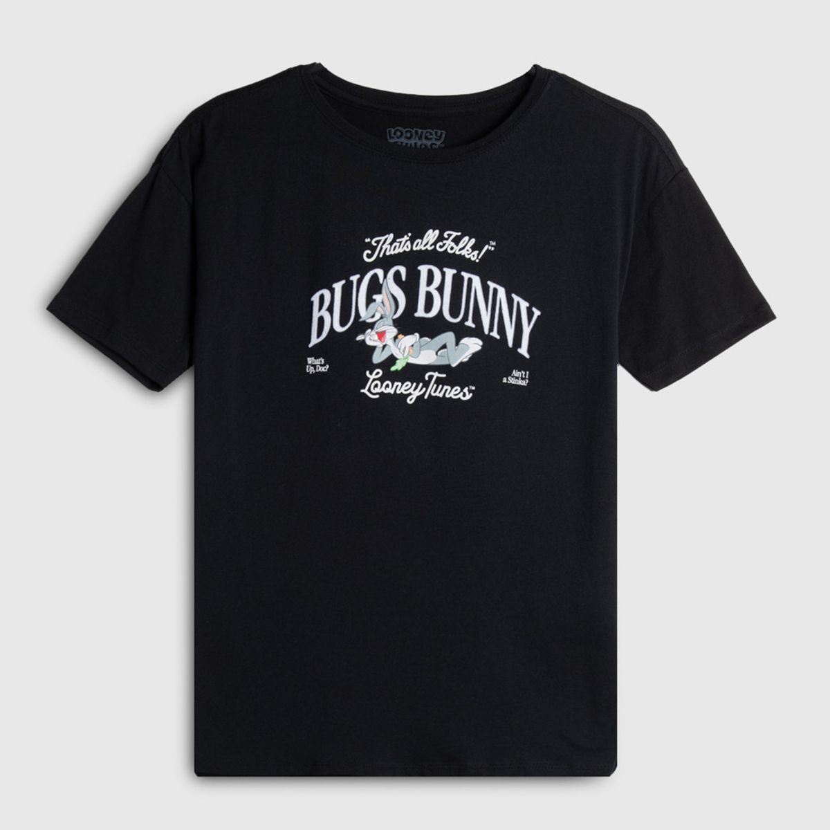 KOAJ - KOAJ Camiseta oversize negra manga corta con arte de Looney  Niña