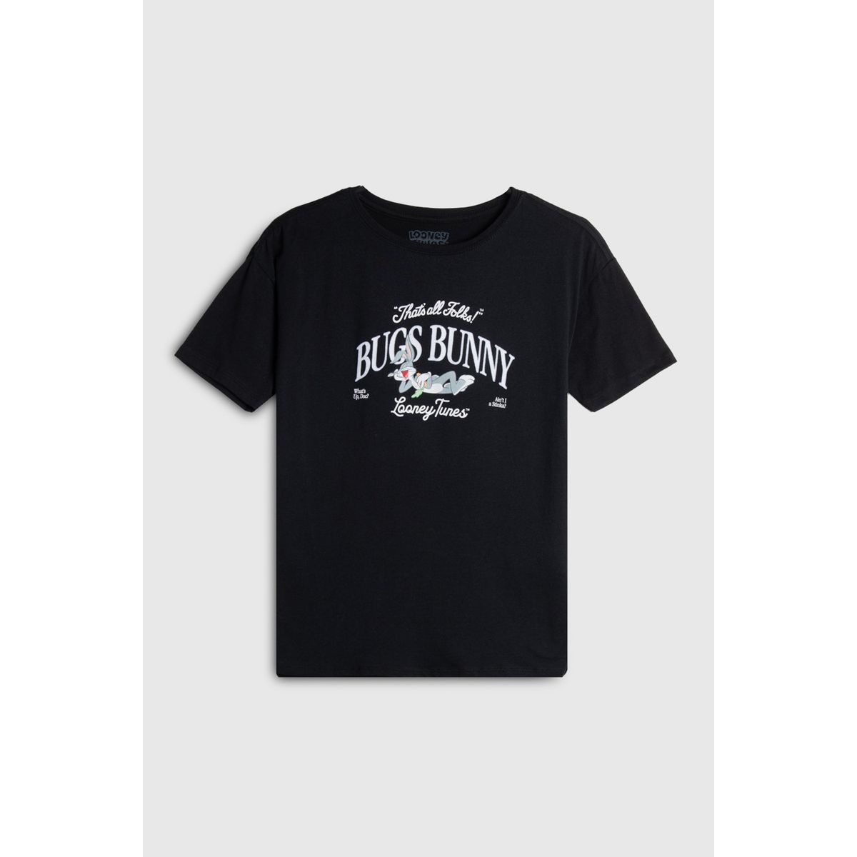 KOAJ - KOAJ Camiseta oversize negra manga corta con arte de Looney  Niña