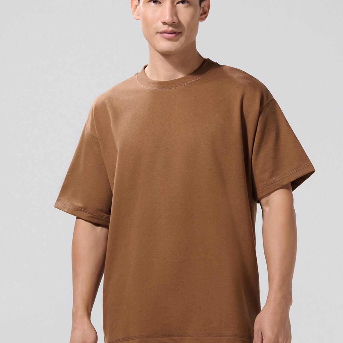 KOAJ - KOAJ Camiseta unicolor manga corta oversize en tela gruesa Hombre