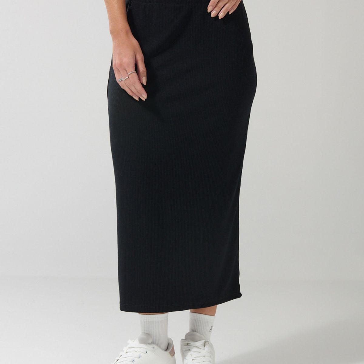 KOAJ - KOAJ Falda negra larga ajustada con abertura posterior