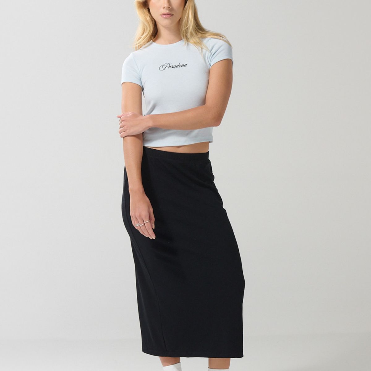 KOAJ - KOAJ Falda negra larga ajustada con abertura posterior