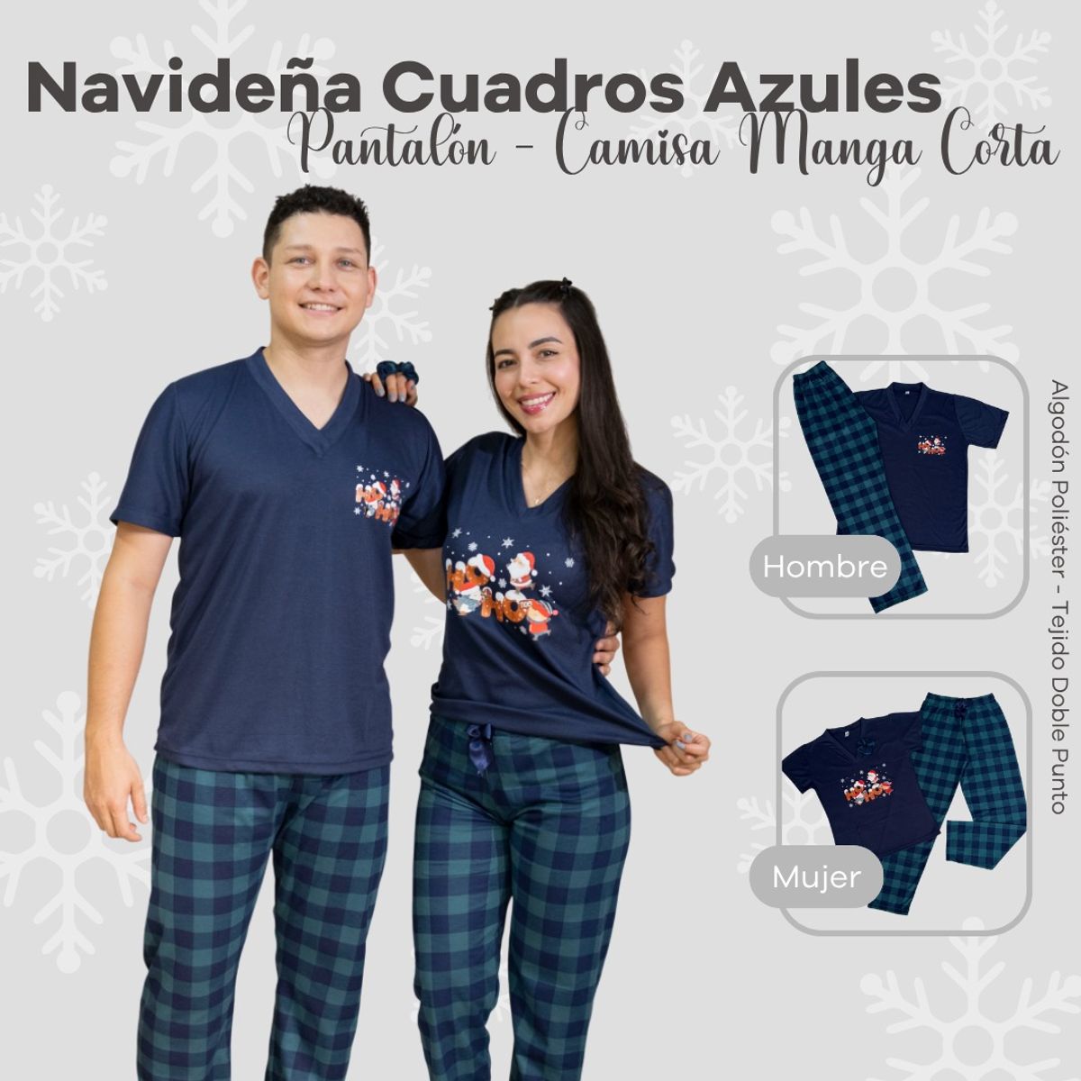 EMPIJAMADAS - PIJAMA NAVIDEÑA MUJER MANGA CORTA