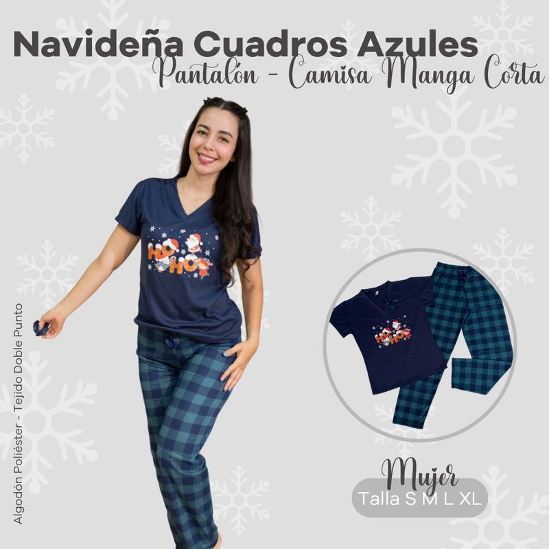 EMPIJAMADAS - PIJAMA NAVIDEÑA MUJER MANGA CORTA