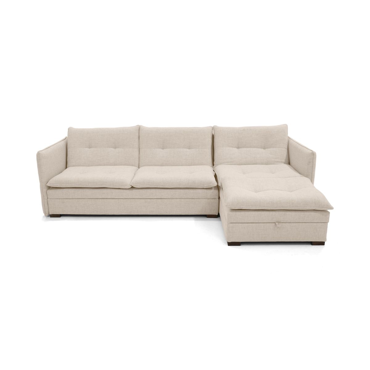 VENECIA - Sofa Cama en L Napoles 269x146x80 Con Baul Izquierdo Trigo