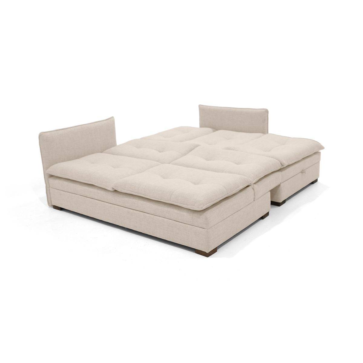 VENECIA - Sofa Cama en L Napoles 269x146x80 Con Baul Izquierdo Trigo