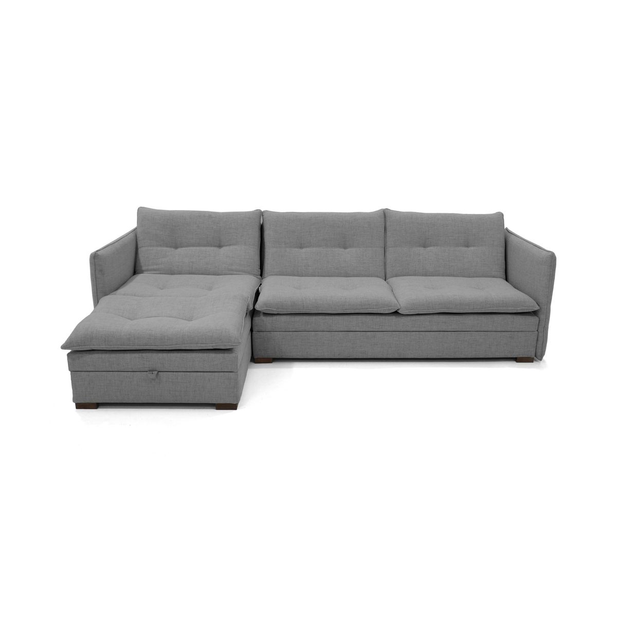 VENECIA - Sofa Cama en L Napoles 269x146x80 Con Baul Derecho Gris