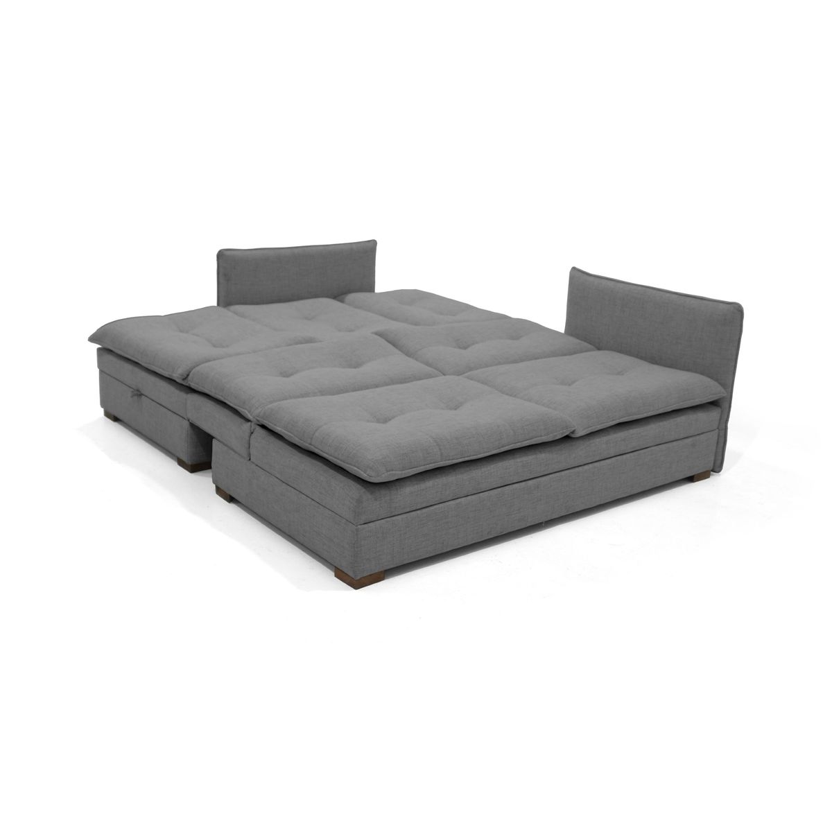 VENECIA - Sofa Cama en L Napoles 269x146x80 Con Baul Derecho Gris