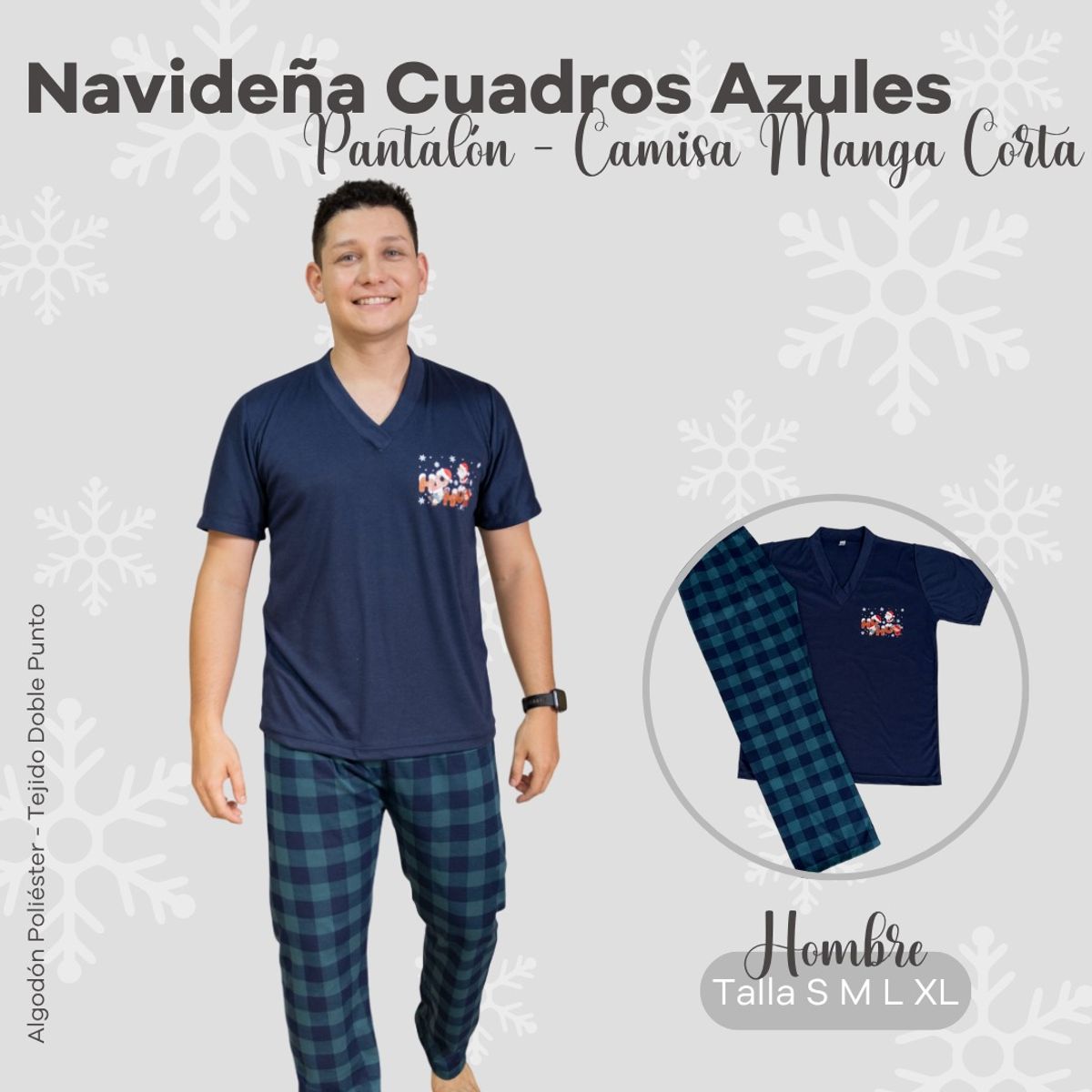 EMPIJAMADAS - PIJAMA NAVIDEÑA HOMBRE MANGA CORTA