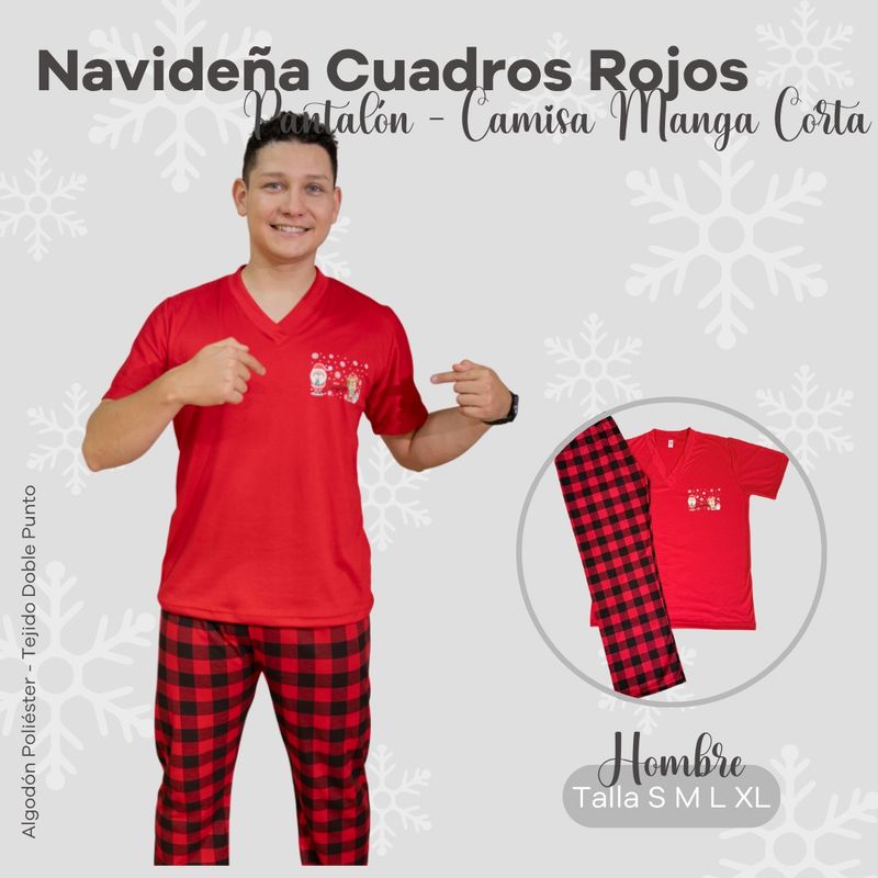 EMPIJAMADAS - PIJAMA NAVIDEÑA HOMBRE MANGA CORTA