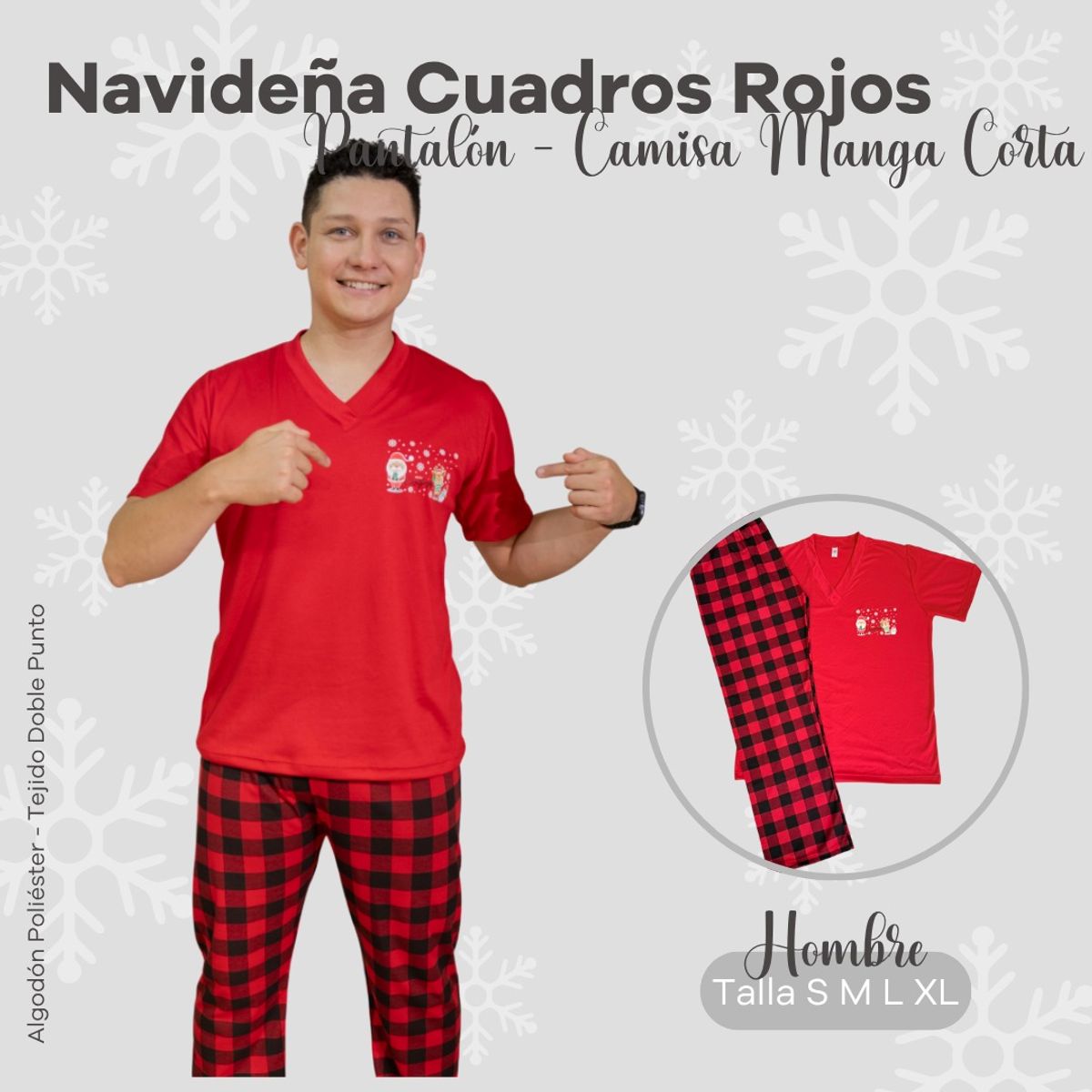 EMPIJAMADAS - PIJAMA NAVIDEÑA HOMBRE MANGA CORTA