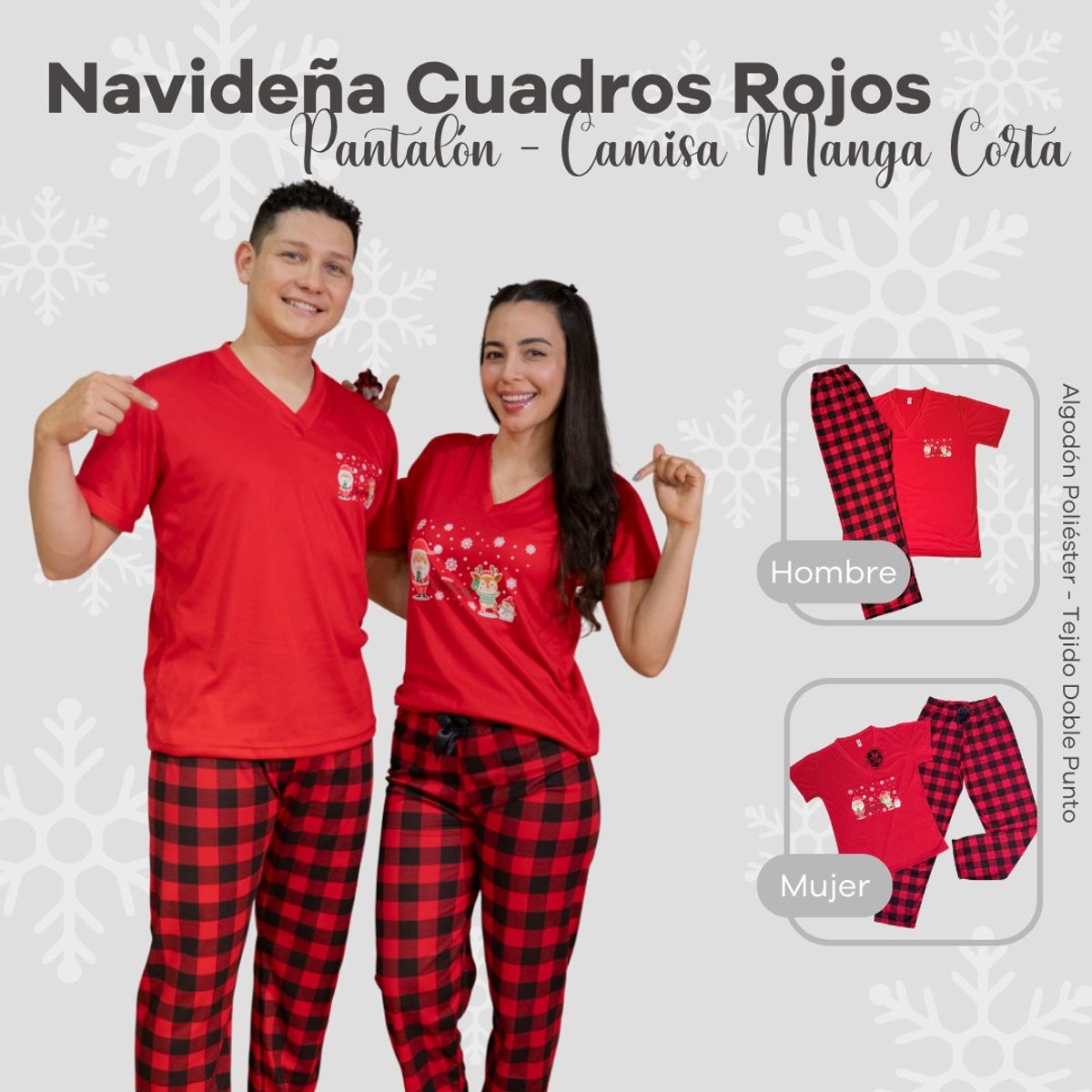 EMPIJAMADAS - PIJAMA NAVIDEÑA HOMBRE MANGA CORTA
