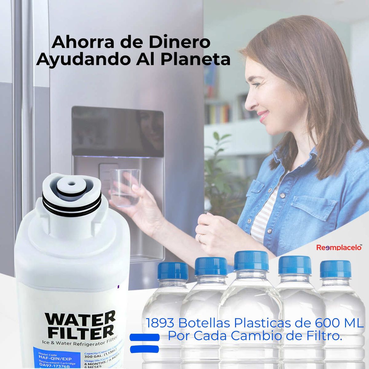 SAMSUNG - Filtro Nevera Nevecon Samsung DA9717376B HAF QIN EXP Interno Cuadrado