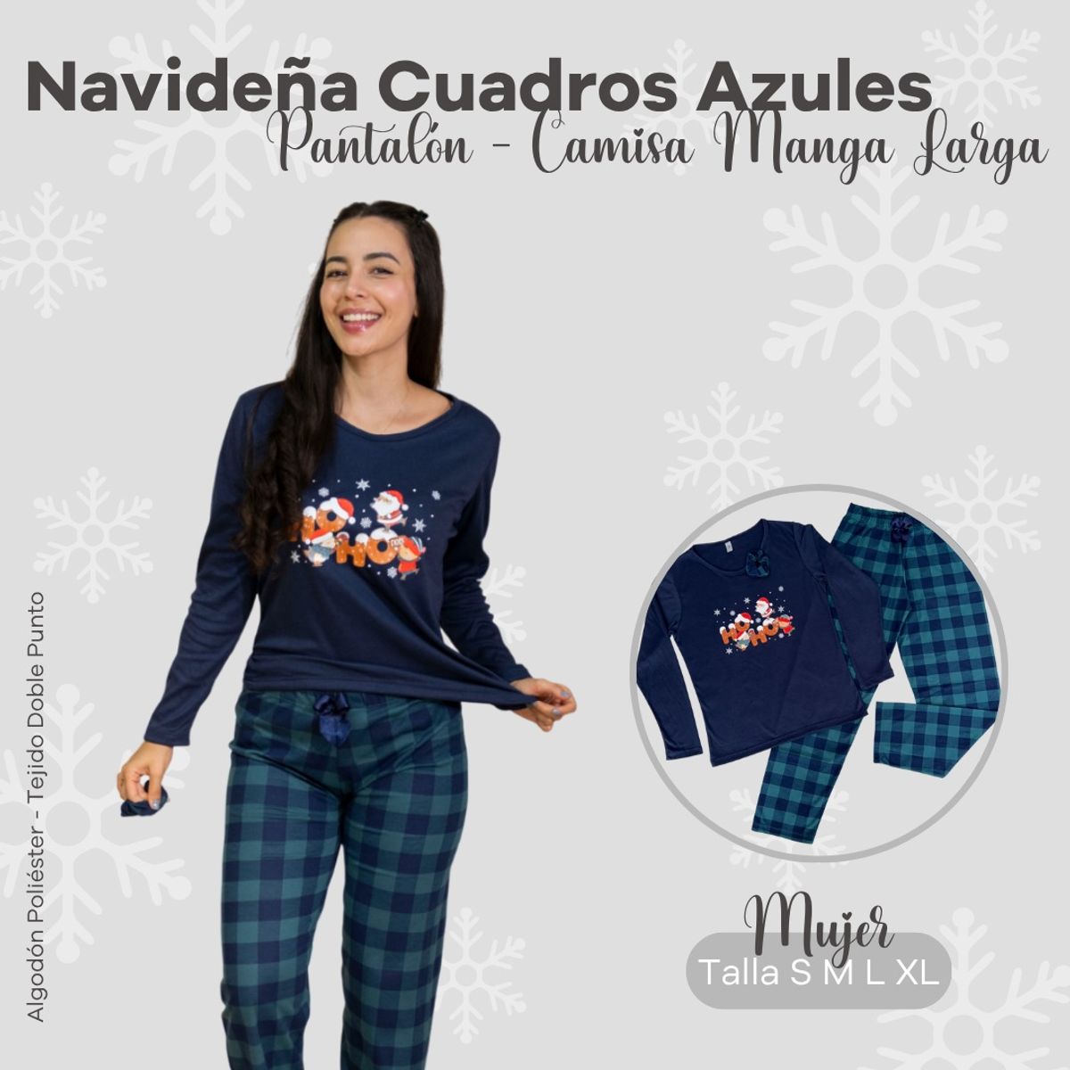 EMPIJAMADAS - PIJAMA NAVIDEÑA MUJER MANGA LARGA
