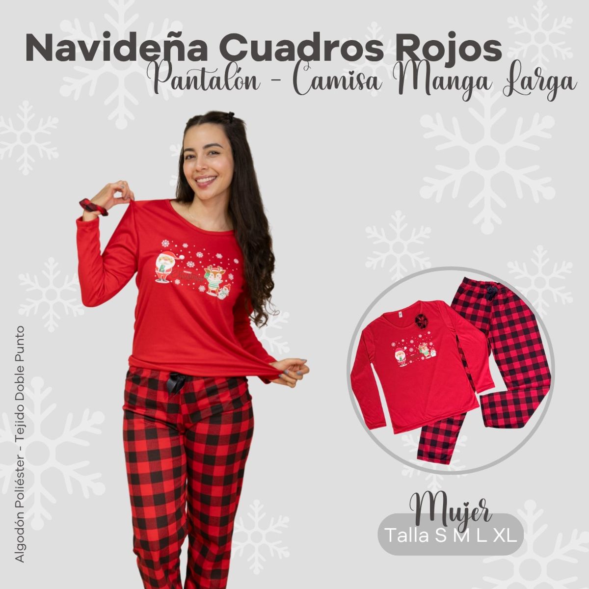 EMPIJAMADAS - PIJAMA NAVIDEÑA MUJER MANGA LARGA