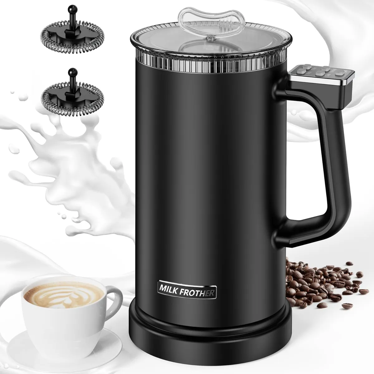 GENERICO - Espumador de Leche Eléctrico 4 en 1 automático Negro