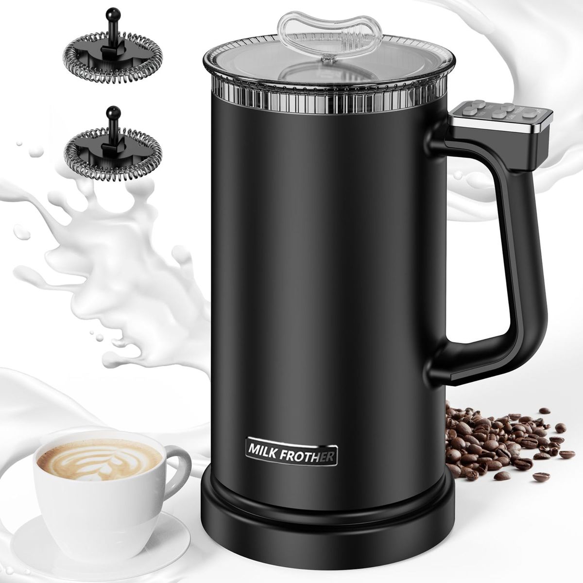 GENERICO - Espumador de Leche Eléctrico 4 en 1 automático Negro