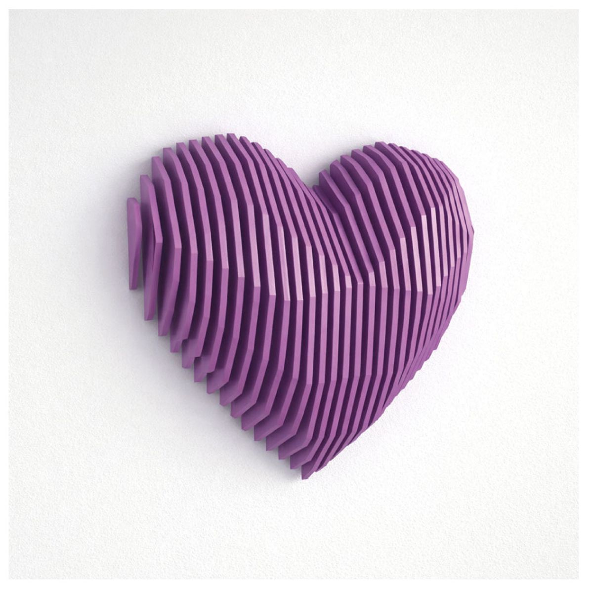 GENERICO - Cuadro Decorativo Morado en Forma de Corazón  Diseño 3D