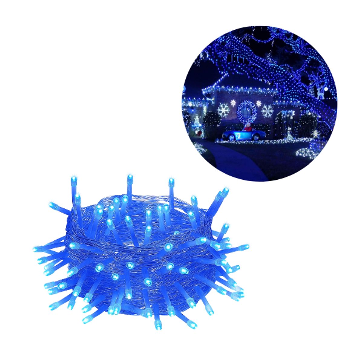 ADQUIERELO YA - Extensión Luz LED Lineal Azul 200 Luces 14 Metros Cable Transp 1443