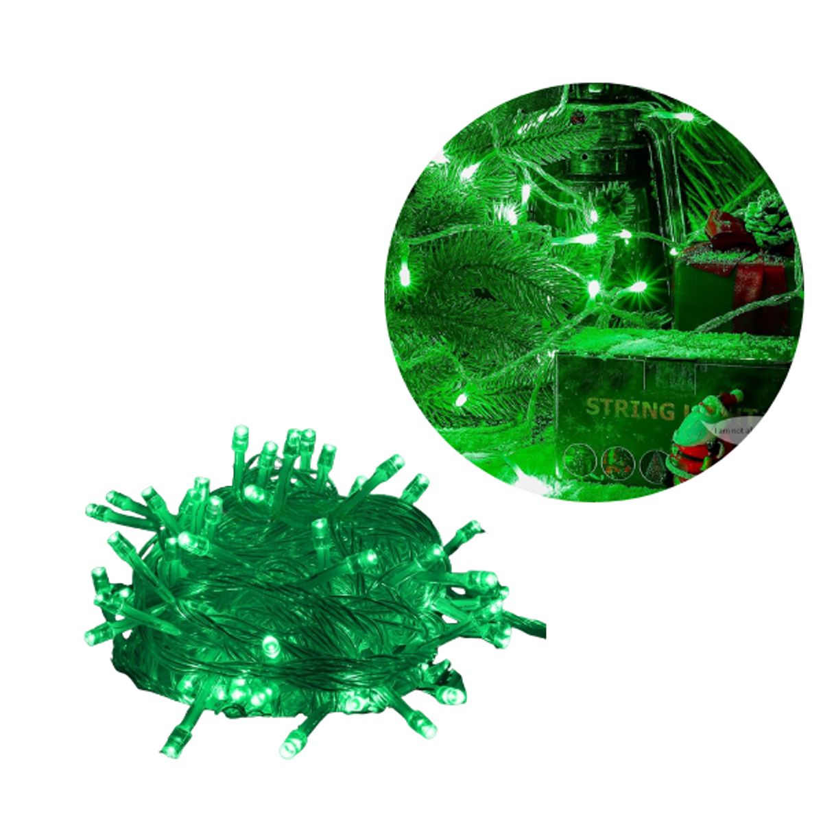 ADQUIERELO YA - Extensión Luz LED Lineal Verde 200 Luces 14 Metros Cable Transp 1446