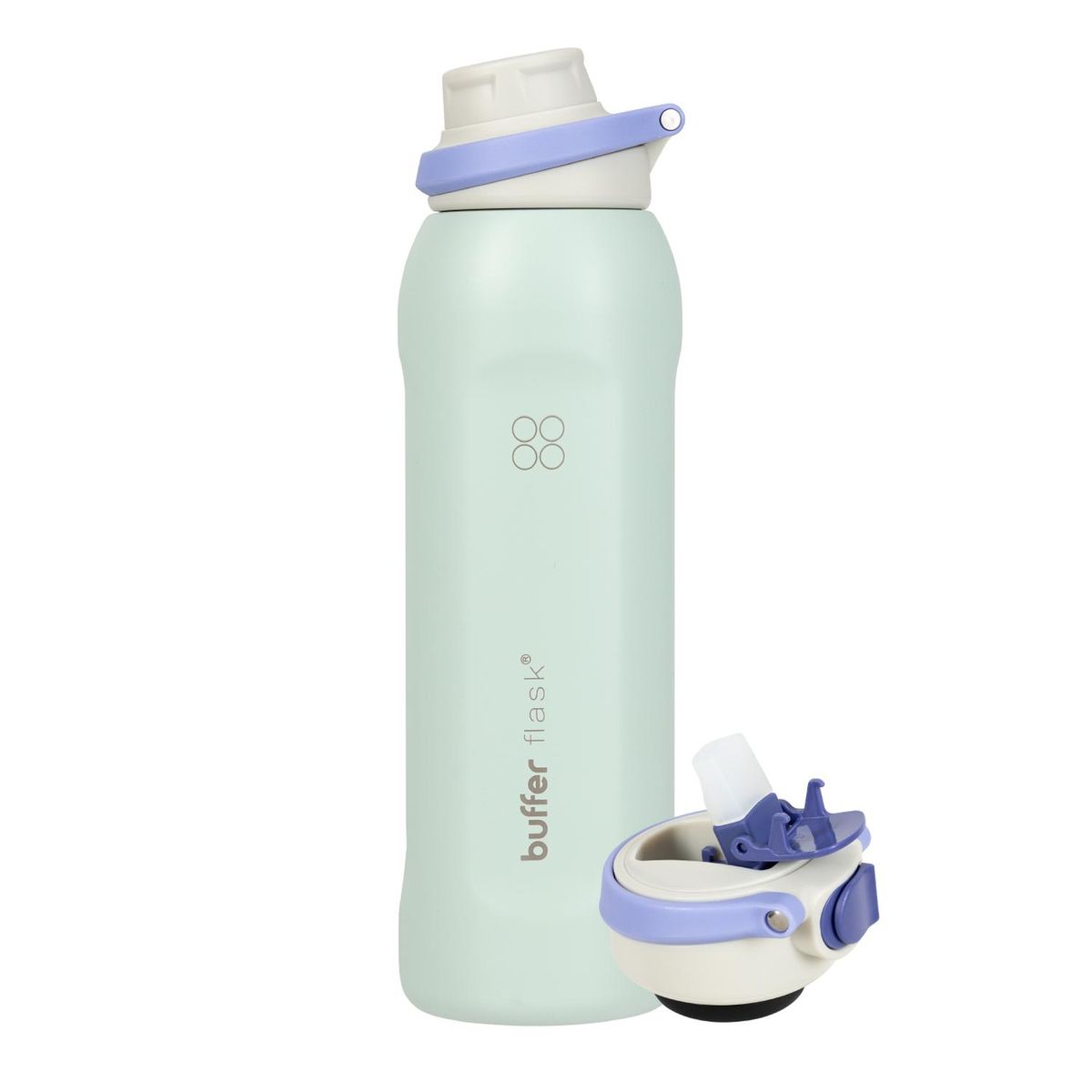 BUFFER FLASK - Termo Botella Termica Agua 1lt Buffer Acero Inox + 2 tapas - Verde