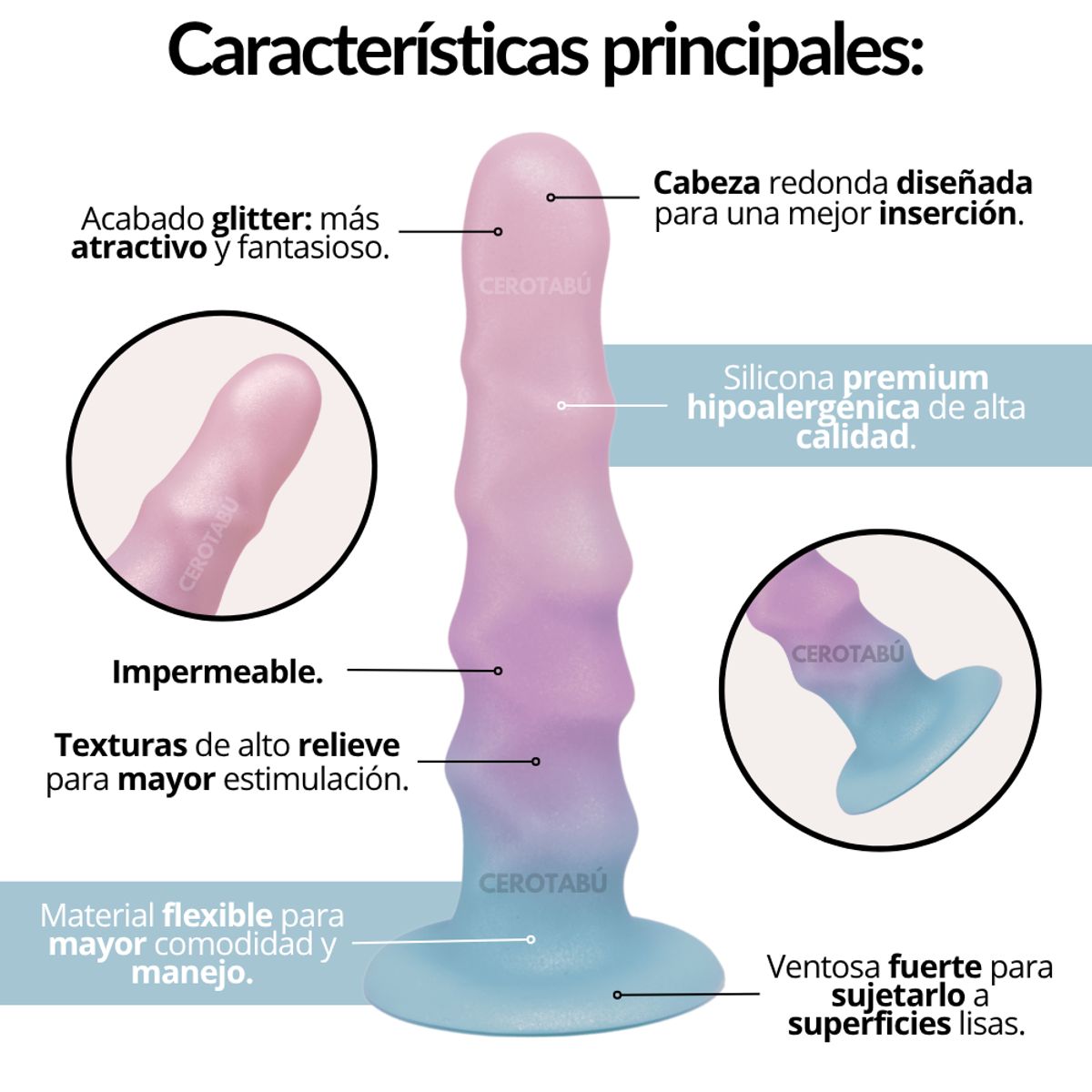 GENERICO - Dildo Vaginal Anal Masturbador Textura Silicona Premium 17cm
