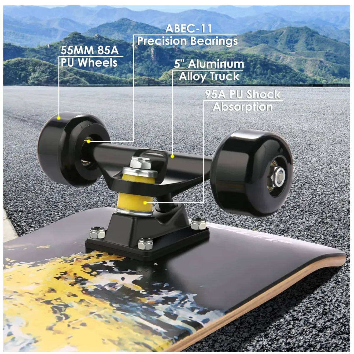 COLME TECHNOLOGY HOME - Tabla Skate Board Pino Canadiense Patineta Profesional ABEC-7