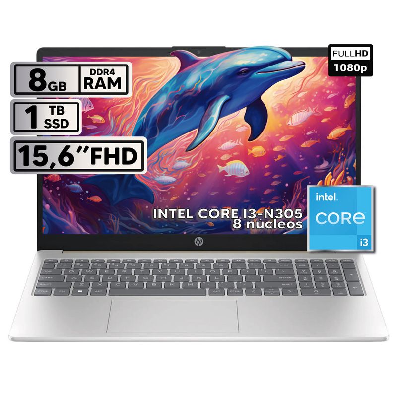 HP - PORTÁTIL HP INTEL CORE I3-N305 8GB RAM 1TB SSD 15 FHD GRIS
